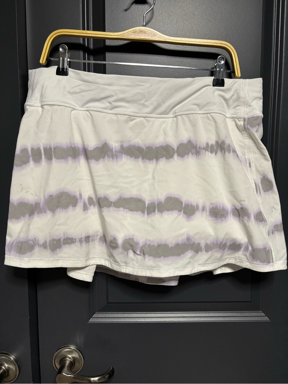 lululemon athletica White Tie-Dye Athletic Skort with Lavender Stripes Size 14